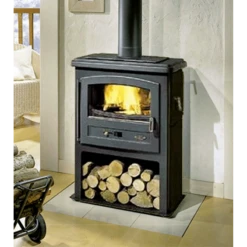 ECO Emaillée 8,5 Kw Réserves De Bûches - Poêle à Bois GODIN