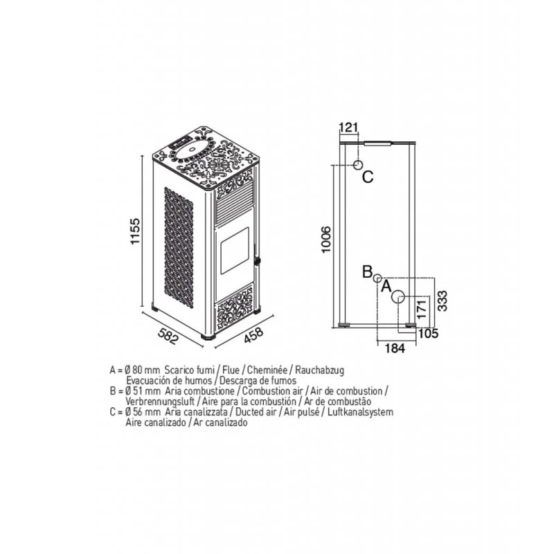 GEMMA 15,4 Kw - Poêle à granulés canalisable EVA CALOR GEMMA 15,4 Kw - Poêle à Granulés Canalisable EVA CALOR -Magasin De Cheminées poele granules eva calor gemma 15 canalisable 6