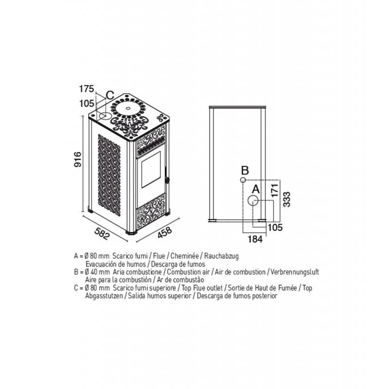 LUCILLA 9,5 Kw - Poêle à granulés EVA CALOR LUCILLA 9,5 Kw - Poêle à Granulés EVA CALOR -Magasin De Cheminées poele granules eva calor lucilla 9 6