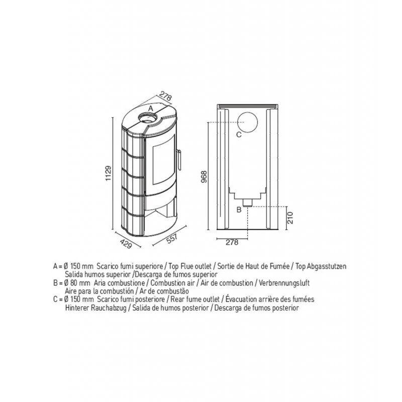 MARICA 8,1 Kw - Poêle à bois Etanche EVA CALOR MARICA 8,1 Kw - Poêle à Bois Etanche EVA CALOR -Magasin De Cheminées poele granules eva calor marica 8 5